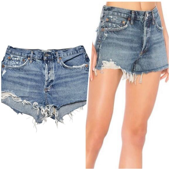 AGOLDEWomenParker Rocksteady Distressed Denim Cut Off ShortsSize 28